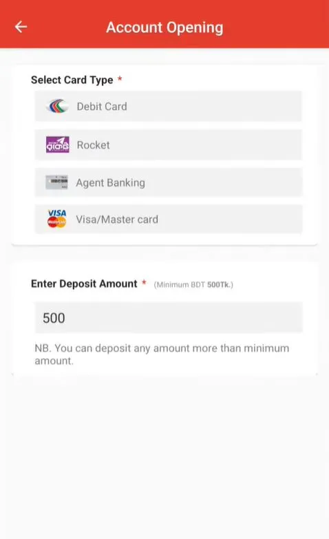 ডাচ্ বাংলা ব্যাংক একাউন্ট খুলতে নুন্যতম জমা পেমেন্ট